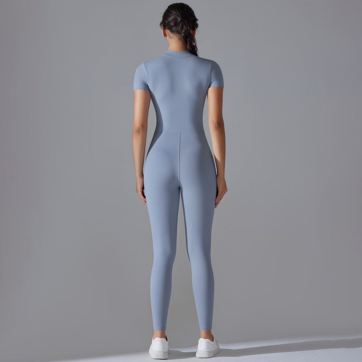 Women's Zipper Short Sleeve Yoga Bodysuit
