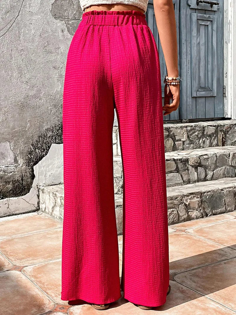 Women's Casual Solid Wide Leg Pants Spring Autumn Fashion Pants High Waist Female Loose All-match Straight Trousers Women 2024