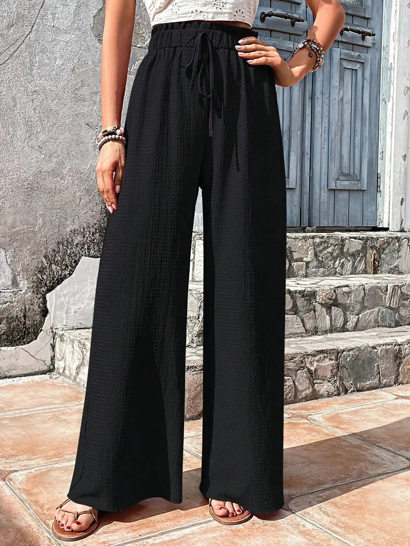 Women's Casual Solid Wide Leg Pants Spring Autumn Fashion Pants High Waist Female Loose All-match Straight Trousers Women 2024