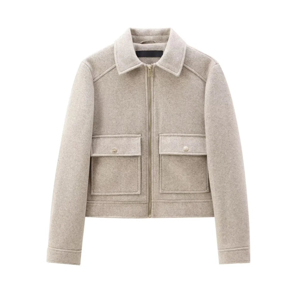 Autumn/Winter Women's Flip Collar Zipper