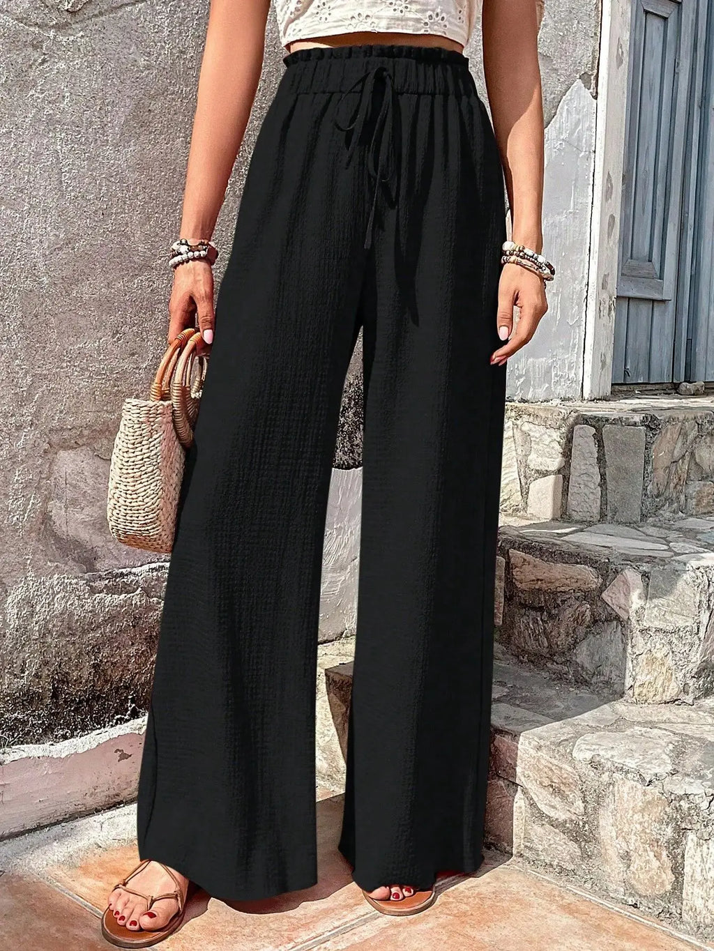 Women's Casual Solid Wide Leg Pants Spring Autumn Fashion Pants High Waist Female Loose All-match Straight Trousers Women 2024