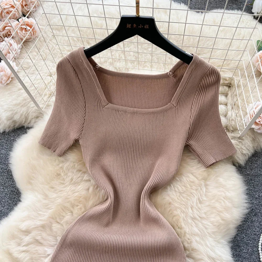 Summer Knit Short Sleeve Dress