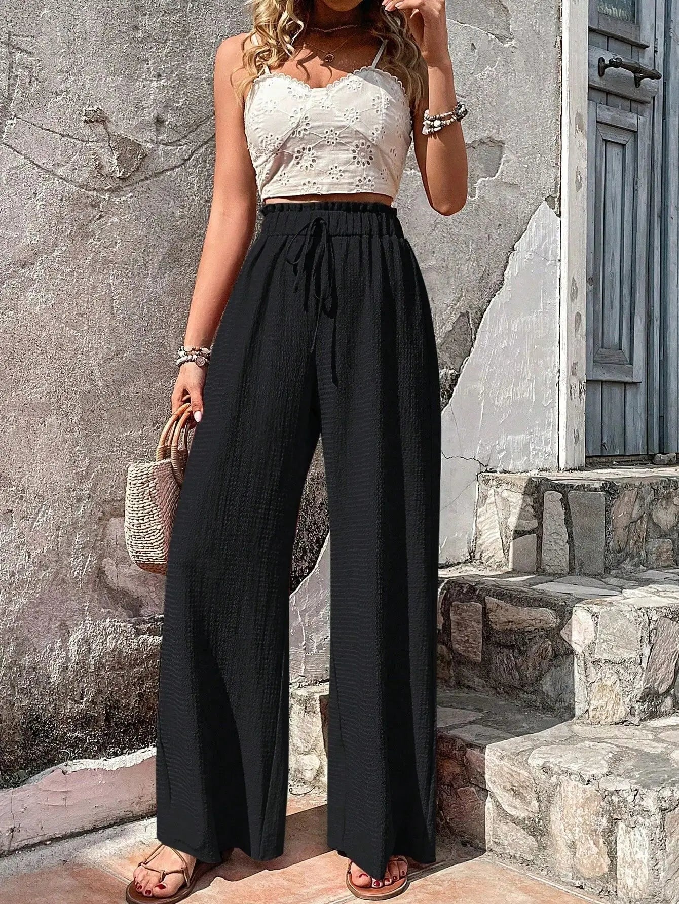 Women's Casual Solid Wide Leg Pants Spring Autumn Fashion Pants High Waist Female Loose All-match Straight Trousers Women 2024