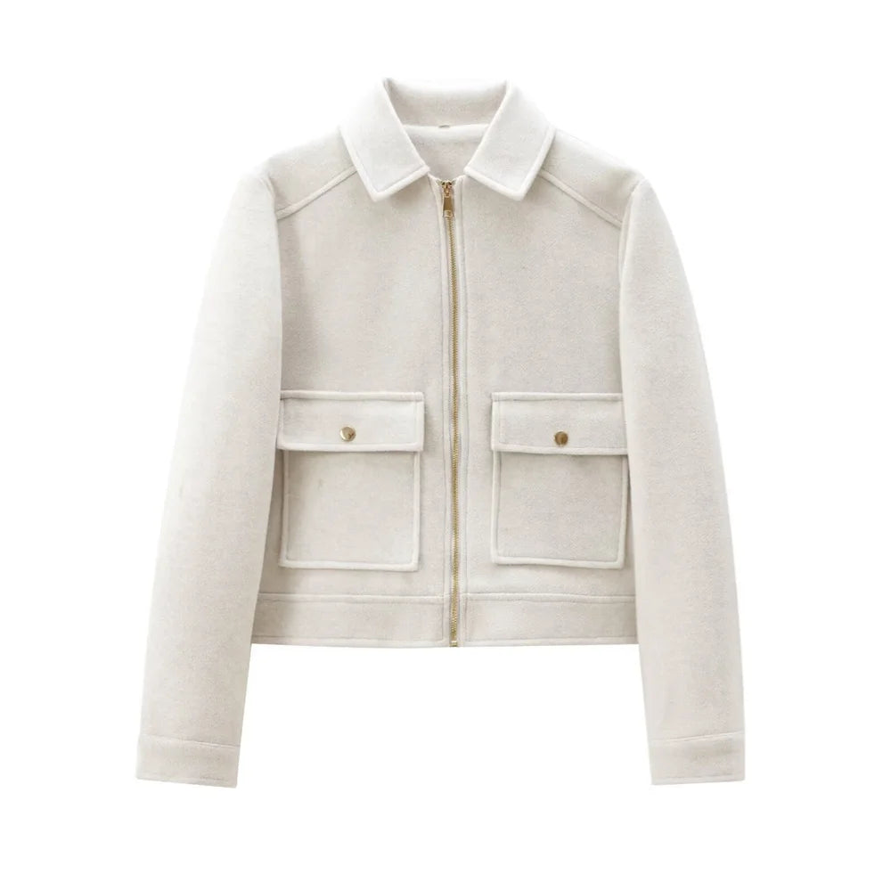 Autumn/Winter Women's Flip Collar Zipper