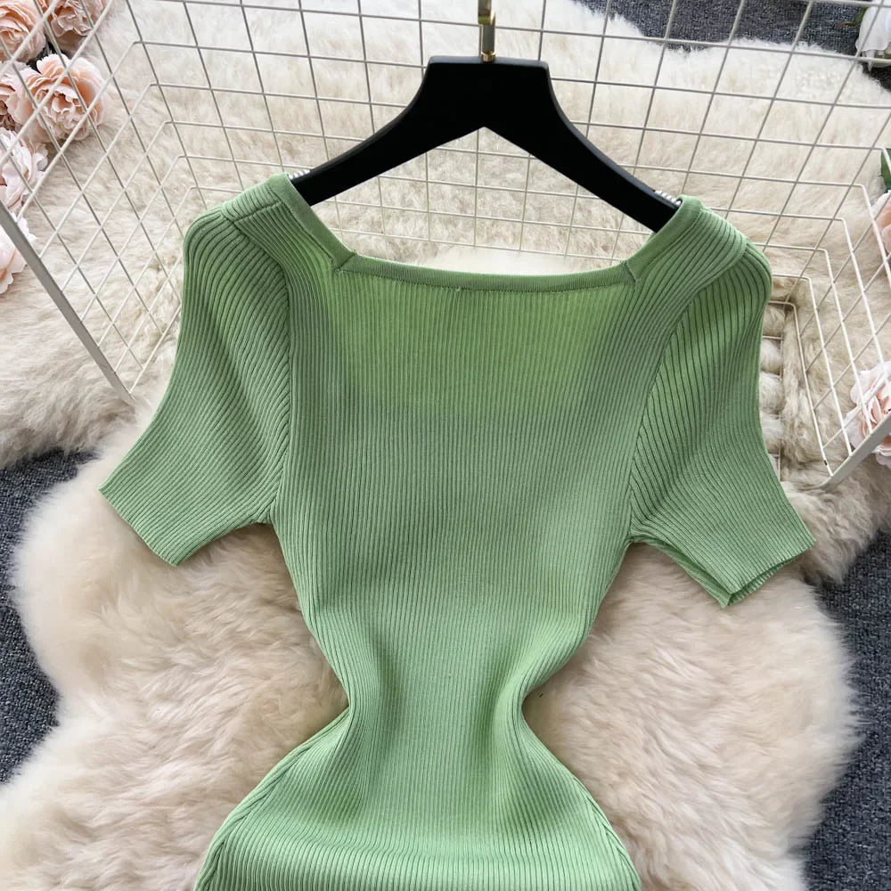 Summer Knit Short Sleeve Dress