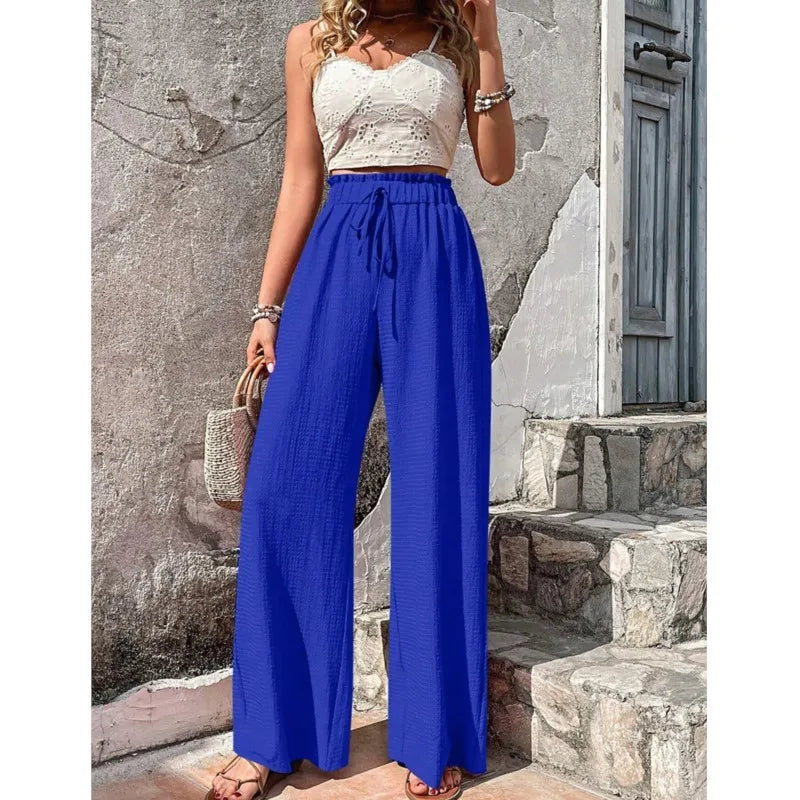 Women's Casual Solid Wide Leg Pants Spring Autumn Fashion Pants High Waist Female Loose All-match Straight Trousers Women 2024