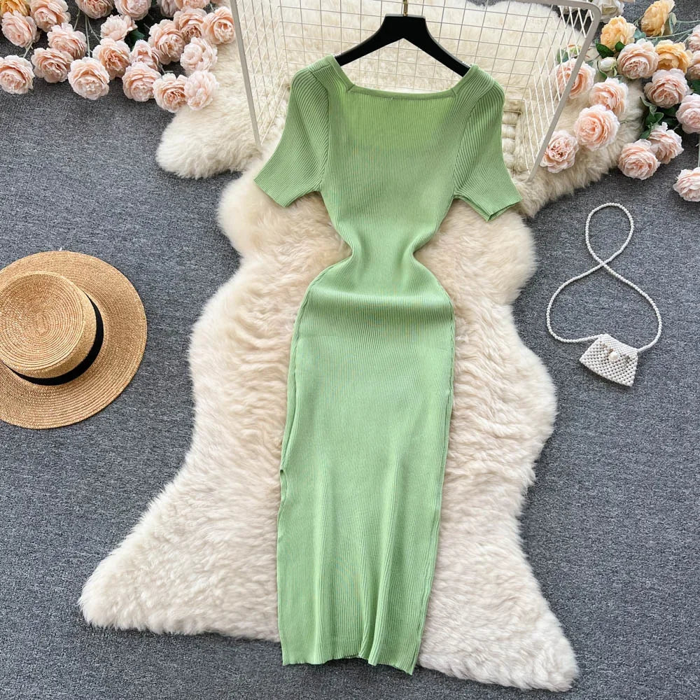 Summer Knit Short Sleeve Dress