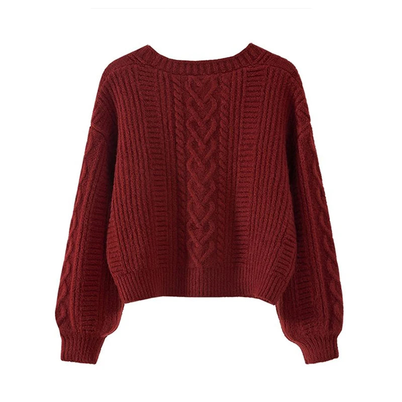 Xingqing Vintage Cardigan Sweater 2000s Women Solid Color V Neck Single Breasted Long Sleeve Crop Top y2k Clothing Streetwear