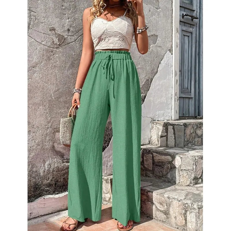 Women's Casual Solid Wide Leg Pants Spring Autumn Fashion Pants High Waist Female Loose All-match Straight Trousers Women 2024