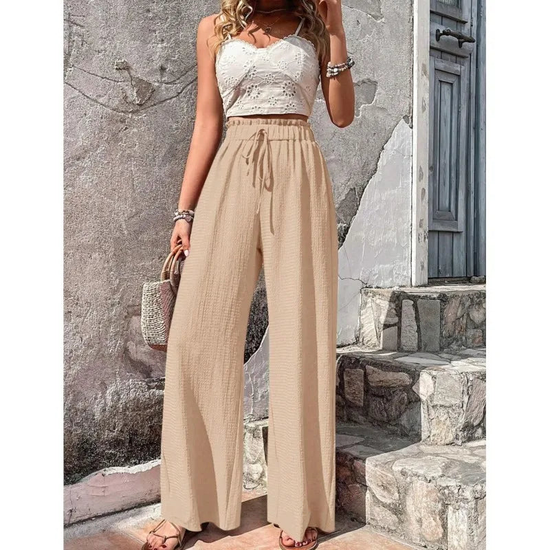 Women's Casual Solid Wide Leg Pants Spring Autumn Fashion Pants High Waist Female Loose All-match Straight Trousers Women 2024