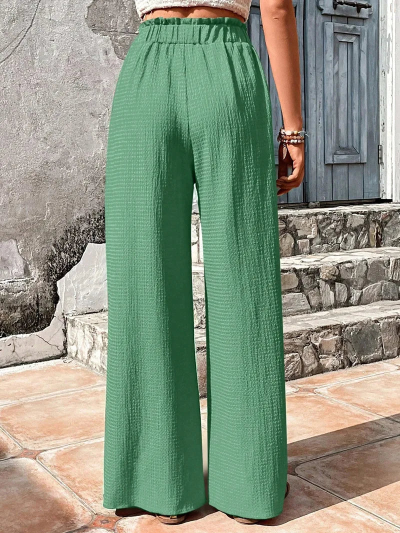 Women's Casual Solid Wide Leg Pants Spring Autumn Fashion Pants High Waist Female Loose All-match Straight Trousers Women 2024