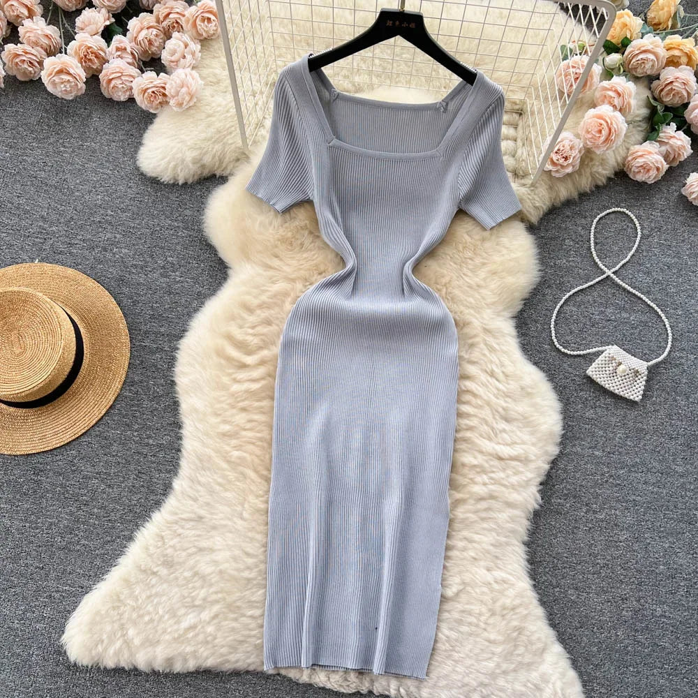 Summer Knit Short Sleeve Dress