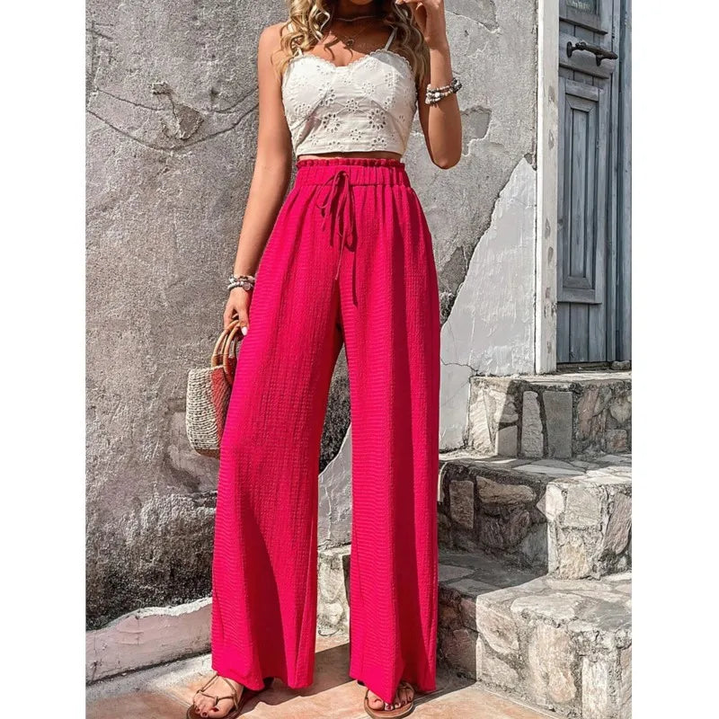 Women's Casual Solid Wide Leg Pants Spring Autumn Fashion Pants High Waist Female Loose All-match Straight Trousers Women 2024