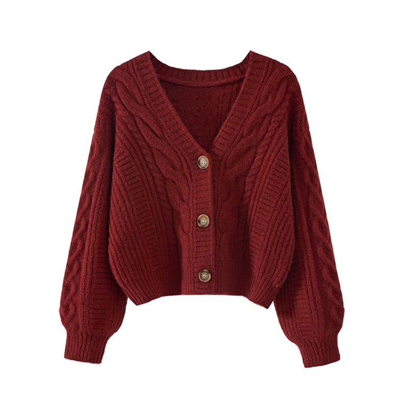 Xingqing Vintage Cardigan Sweater 2000s Women Solid Color V Neck Single Breasted Long Sleeve Crop Top y2k Clothing Streetwear