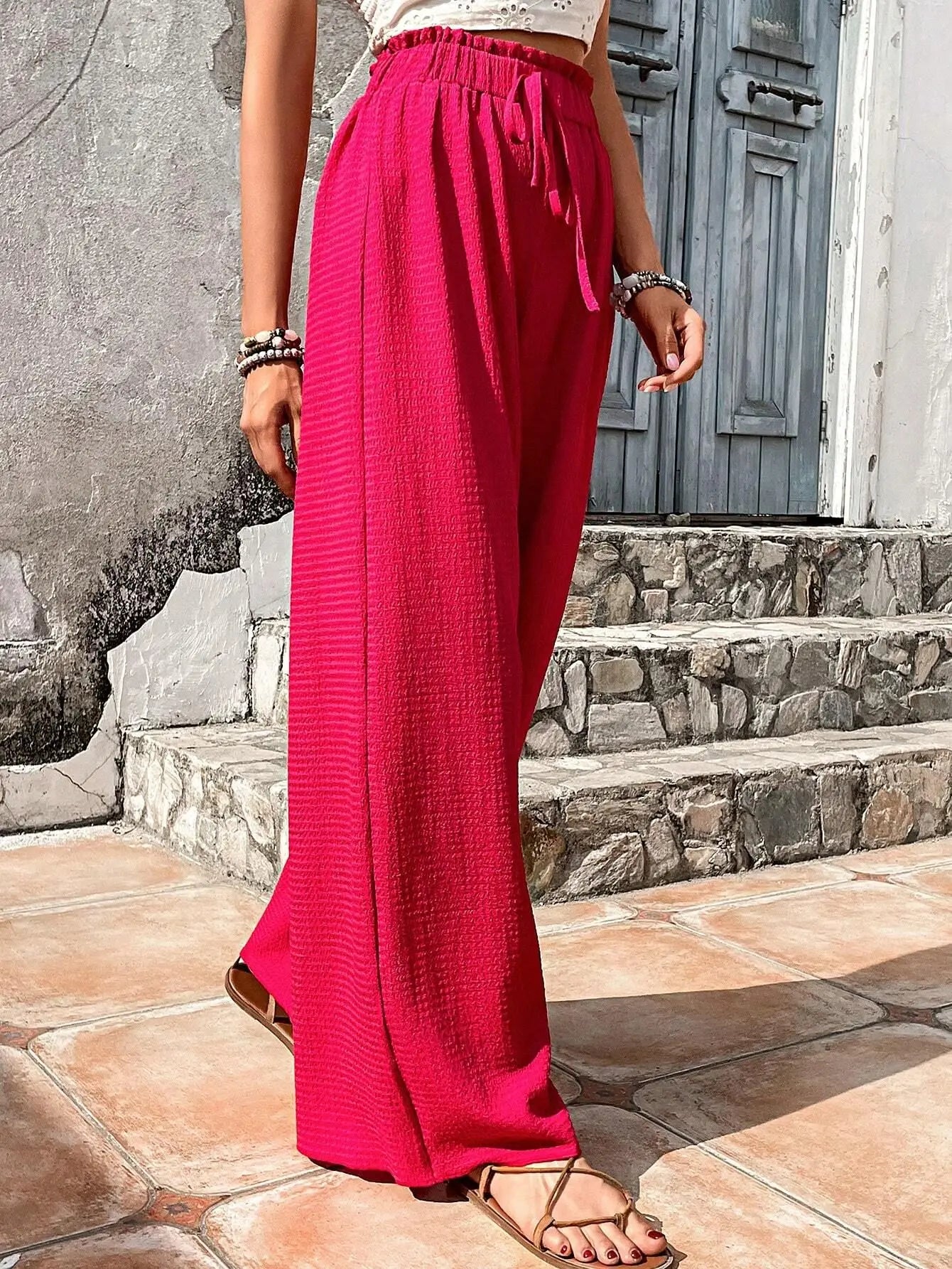 Women's Casual Solid Wide Leg Pants Spring Autumn Fashion Pants High Waist Female Loose All-match Straight Trousers Women 2024