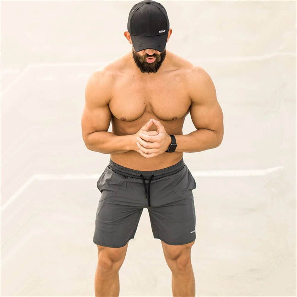 2023 New Men Gym Fitness Loose Shorts Bodybuilding Joggers Summer Quick-dry Cool Short Pants Male Casual Beach Brand Sweatpants