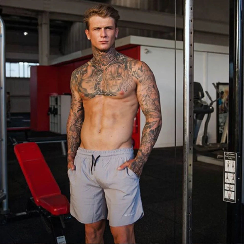 2023 New Men Gym Fitness Loose Shorts Bodybuilding Joggers Summer Quick-dry Cool Short Pants Male Casual Beach Brand Sweatpants