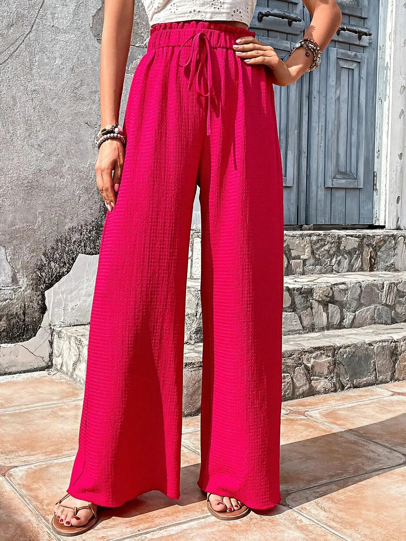 Women's Casual Solid Wide Leg Pants Spring Autumn Fashion Pants High Waist Female Loose All-match Straight Trousers Women 2024