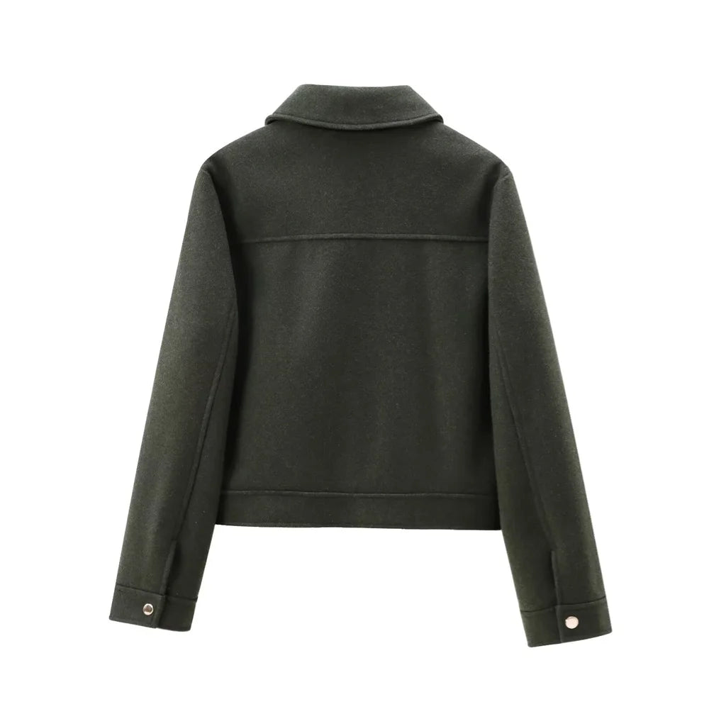 Autumn/Winter Women's Flip Collar Zipper