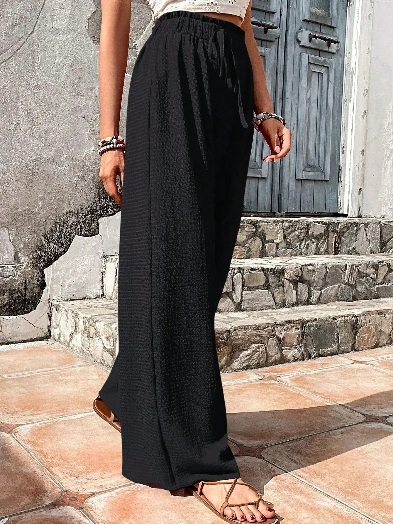 Women's Casual Solid Wide Leg Pants Spring Autumn Fashion Pants High Waist Female Loose All-match Straight Trousers Women 2024