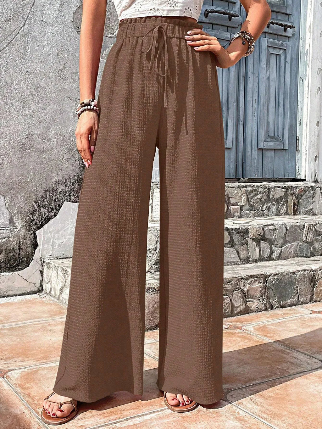 Women's Casual Solid Wide Leg Pants Spring Autumn Fashion Pants High Waist Female Loose All-match Straight Trousers Women 2024