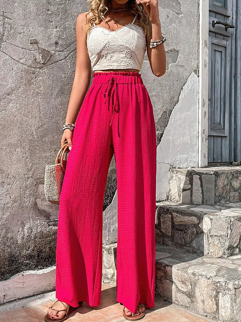 Women's Casual Solid Wide Leg Pants Spring Autumn Fashion Pants High Waist Female Loose All-match Straight Trousers Women 2024