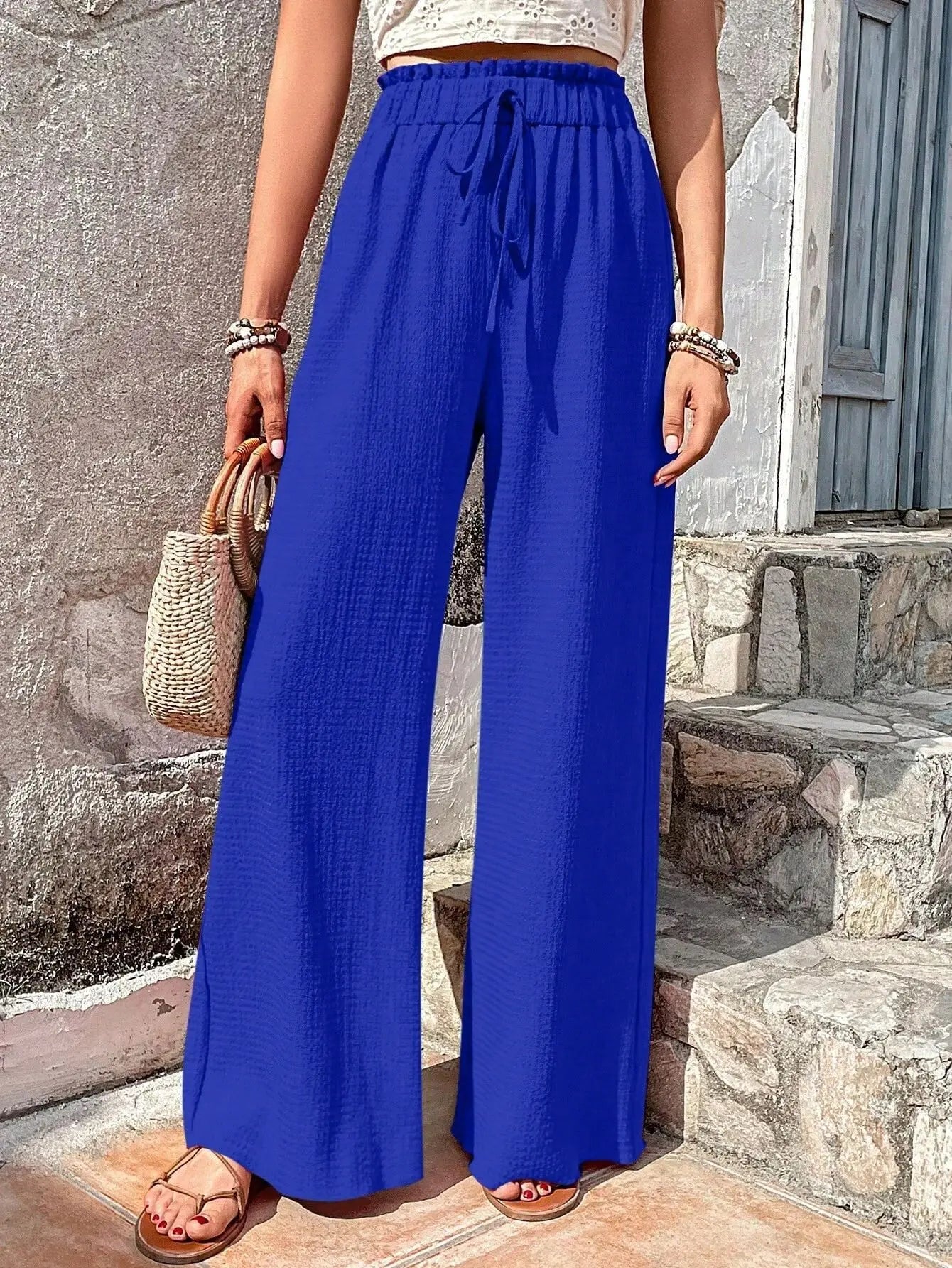 Women's Casual Solid Wide Leg Pants Spring Autumn Fashion Pants High Waist Female Loose All-match Straight Trousers Women 2024