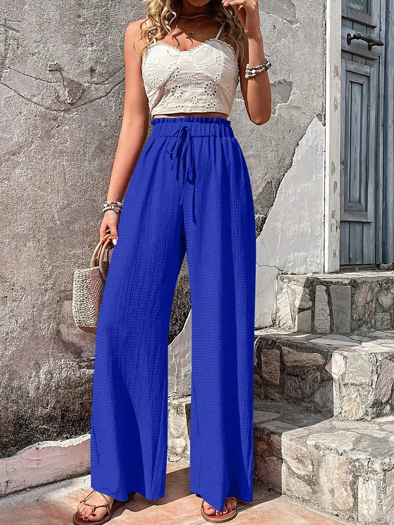 Women's Casual Solid Wide Leg Pants Spring Autumn Fashion Pants High Waist Female Loose All-match Straight Trousers Women 2024