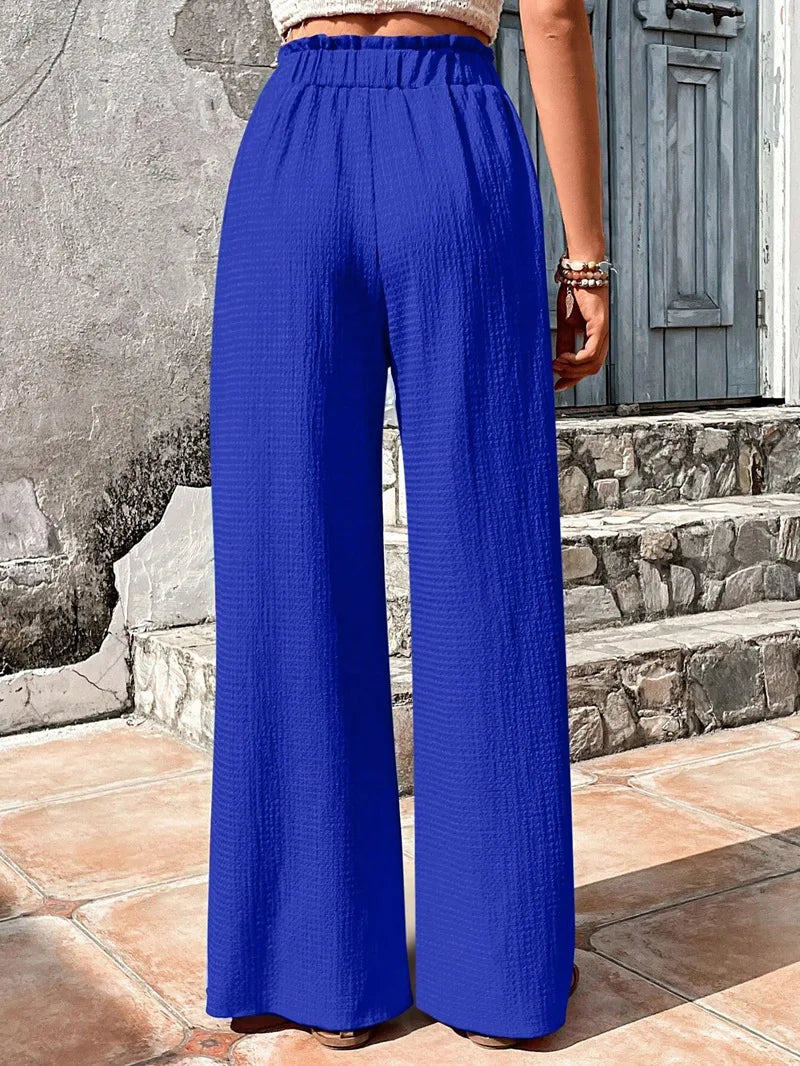 Women's Casual Solid Wide Leg Pants Spring Autumn Fashion Pants High Waist Female Loose All-match Straight Trousers Women 2024