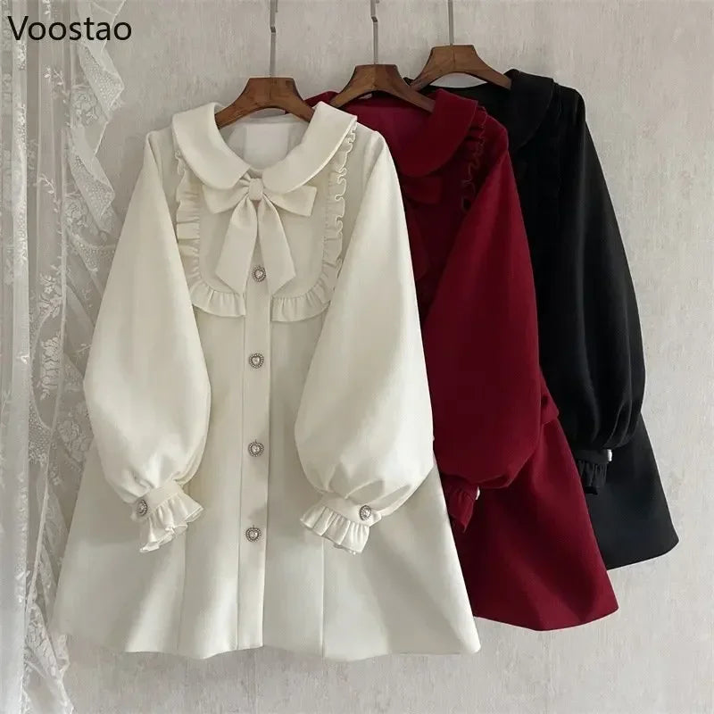 Autumn Japanese Style Woollen Coats