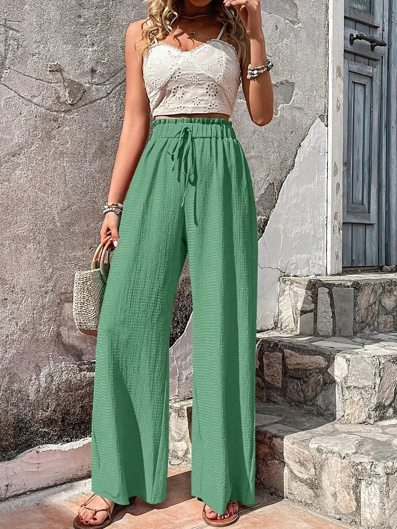 Women's Casual Solid Wide Leg Pants Spring Autumn Fashion Pants High Waist Female Loose All-match Straight Trousers Women 2024