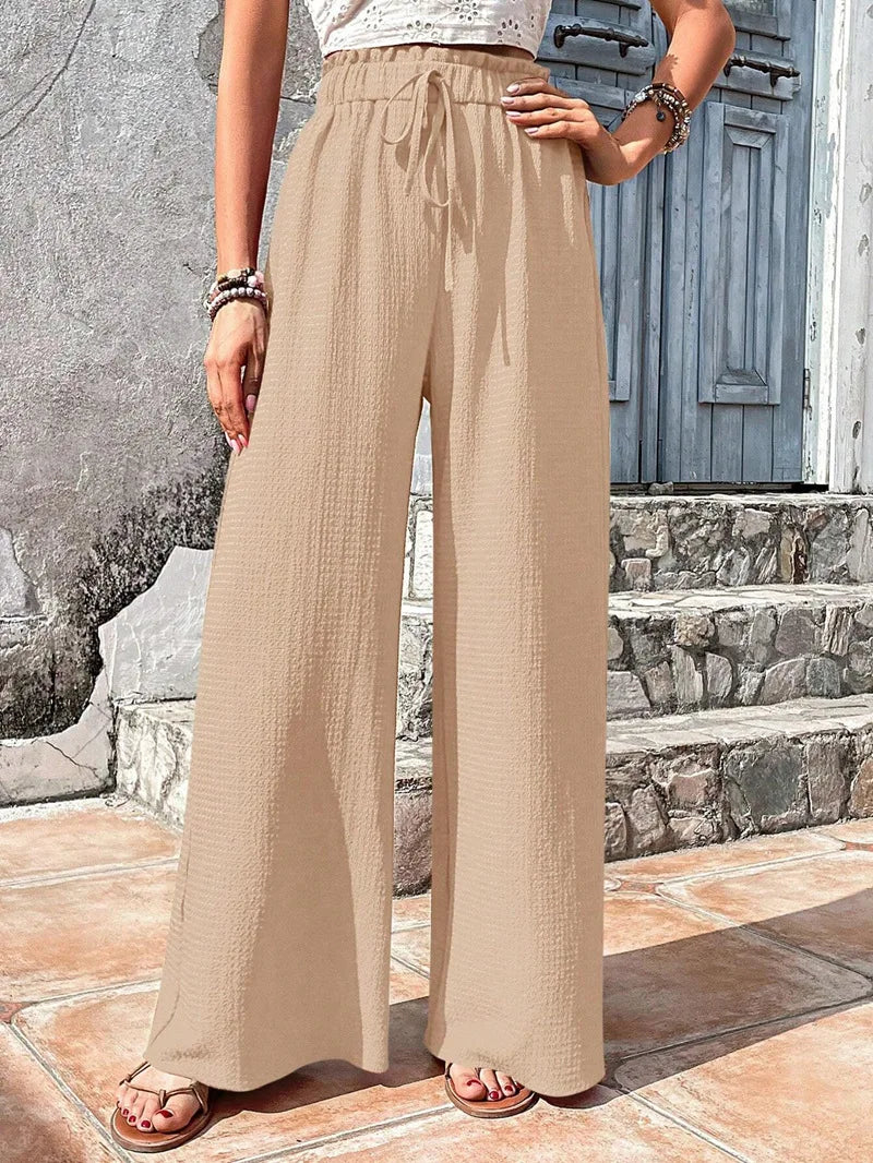 Women's Casual Solid Wide Leg Pants Spring Autumn Fashion Pants High Waist Female Loose All-match Straight Trousers Women 2024