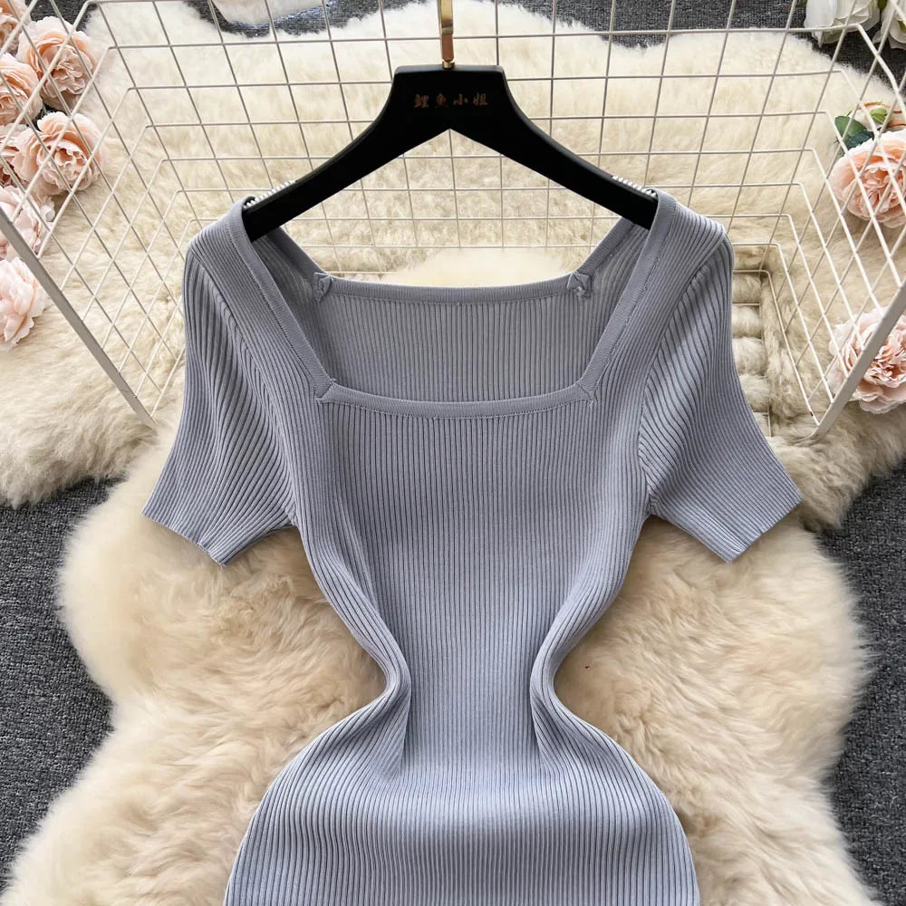Summer Knit Short Sleeve Dress
