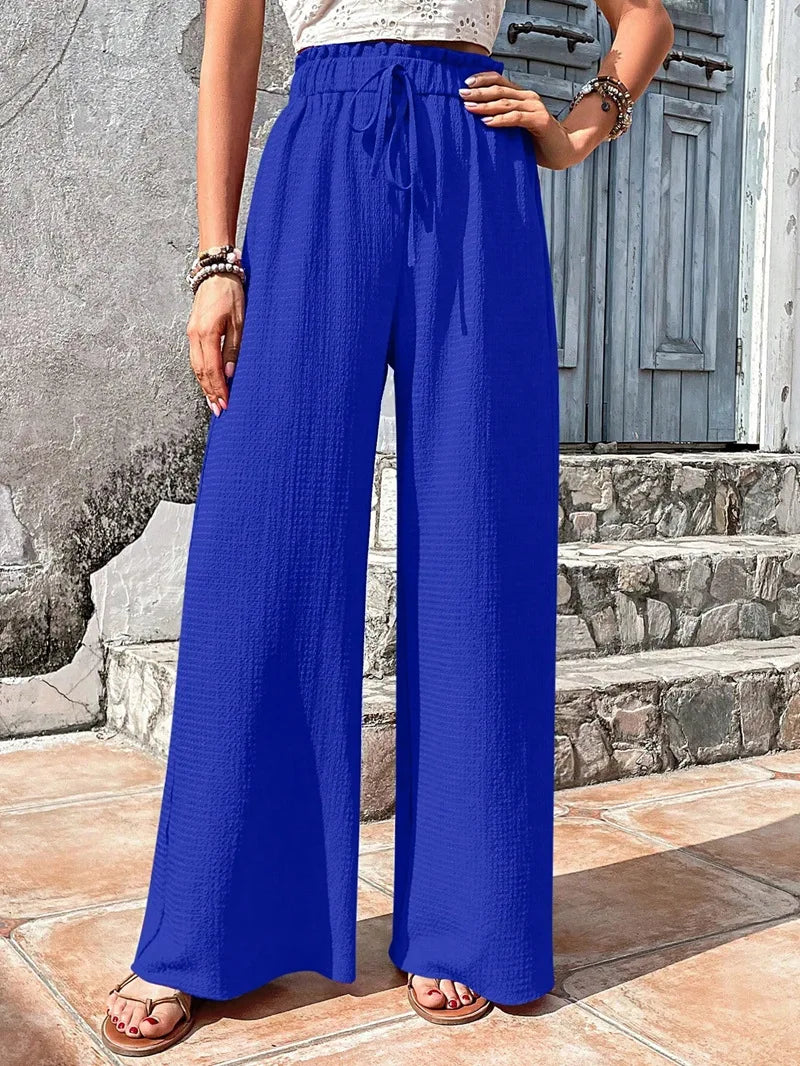 Women's Casual Solid Wide Leg Pants Spring Autumn Fashion Pants High Waist Female Loose All-match Straight Trousers Women 2024