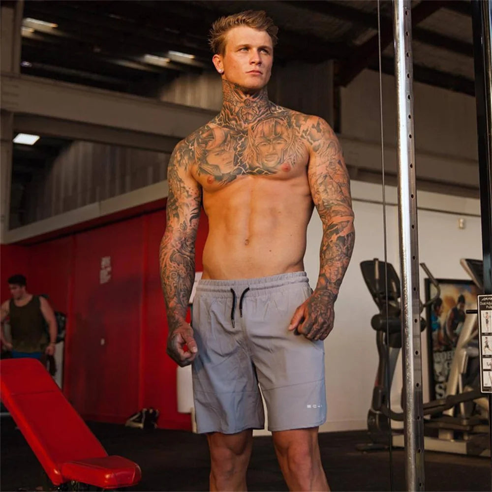 2023 New Men Gym Fitness Loose Shorts Bodybuilding Joggers Summer Quick-dry Cool Short Pants Male Casual Beach Brand Sweatpants