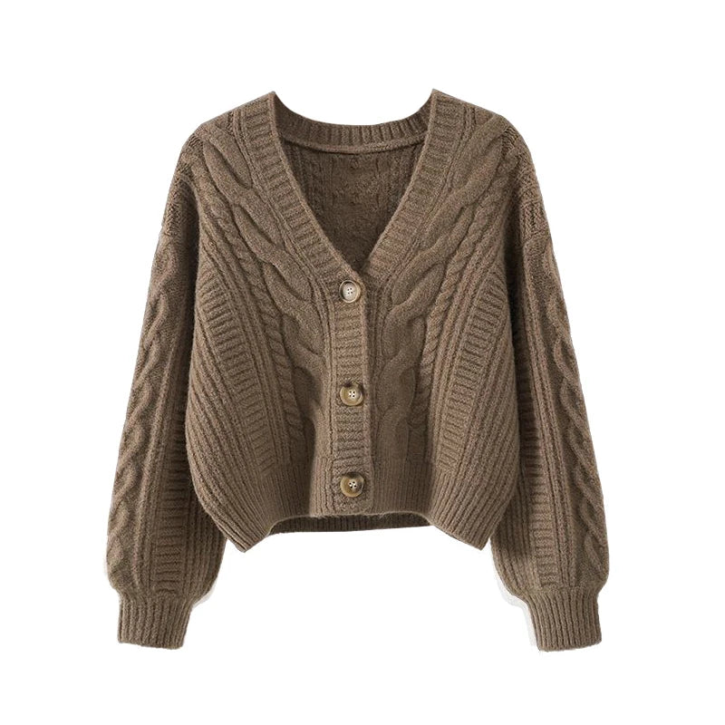 Xingqing Vintage Cardigan Sweater 2000s Women Solid Color V Neck Single Breasted Long Sleeve Crop Top y2k Clothing Streetwear