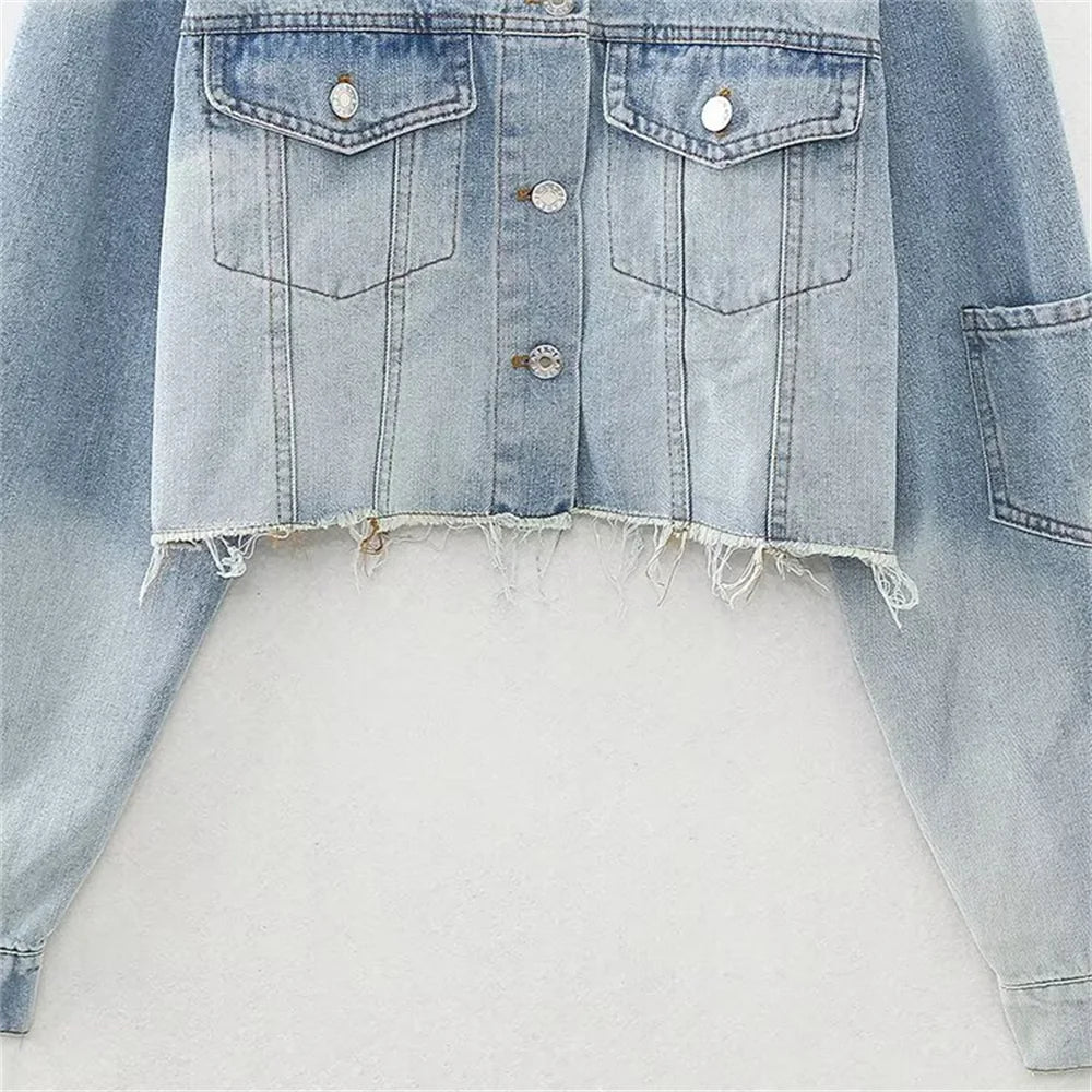 Retro denim short jacket