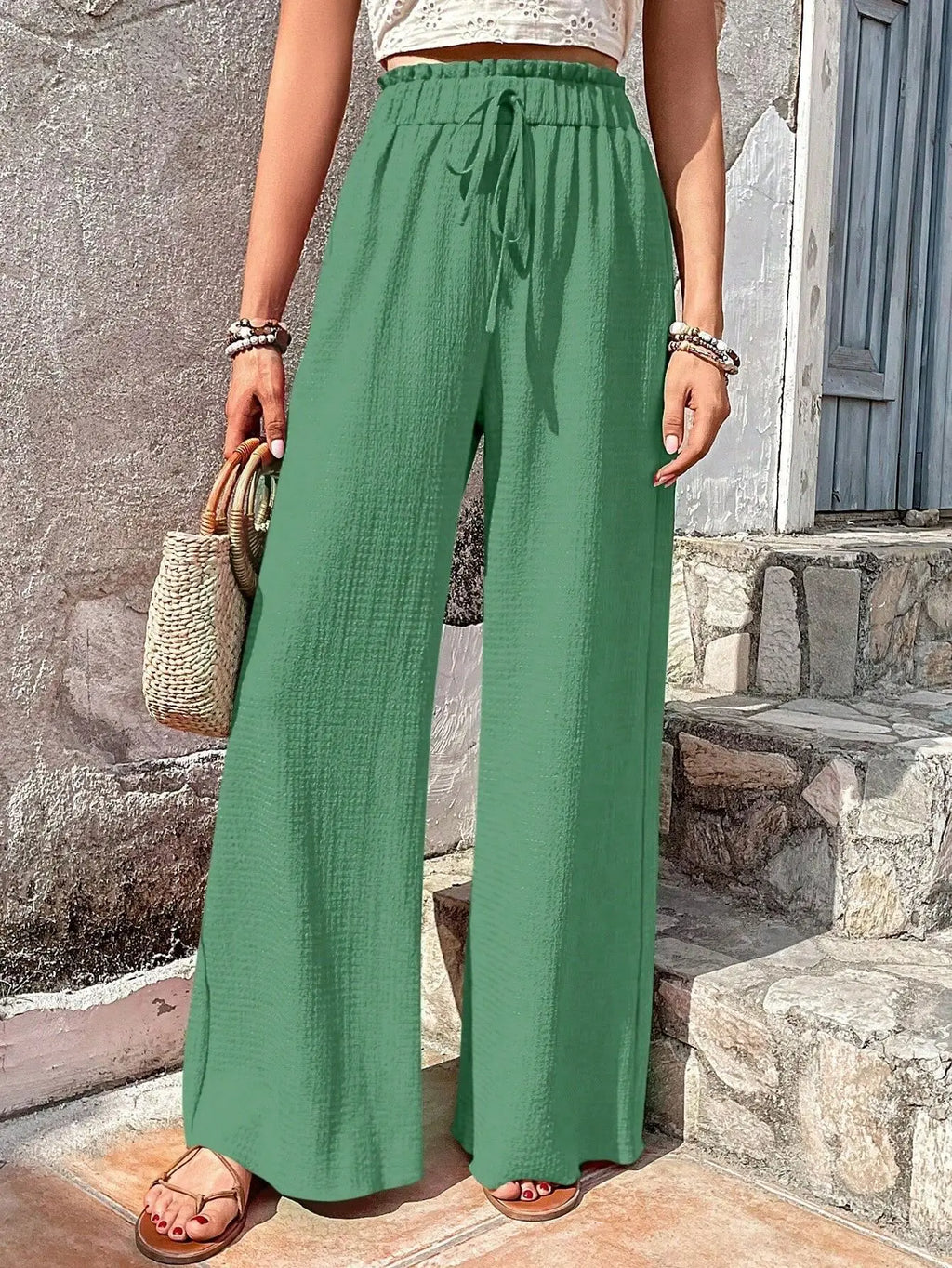 Women's Casual Solid Wide Leg Pants Spring Autumn Fashion Pants High Waist Female Loose All-match Straight Trousers Women 2024