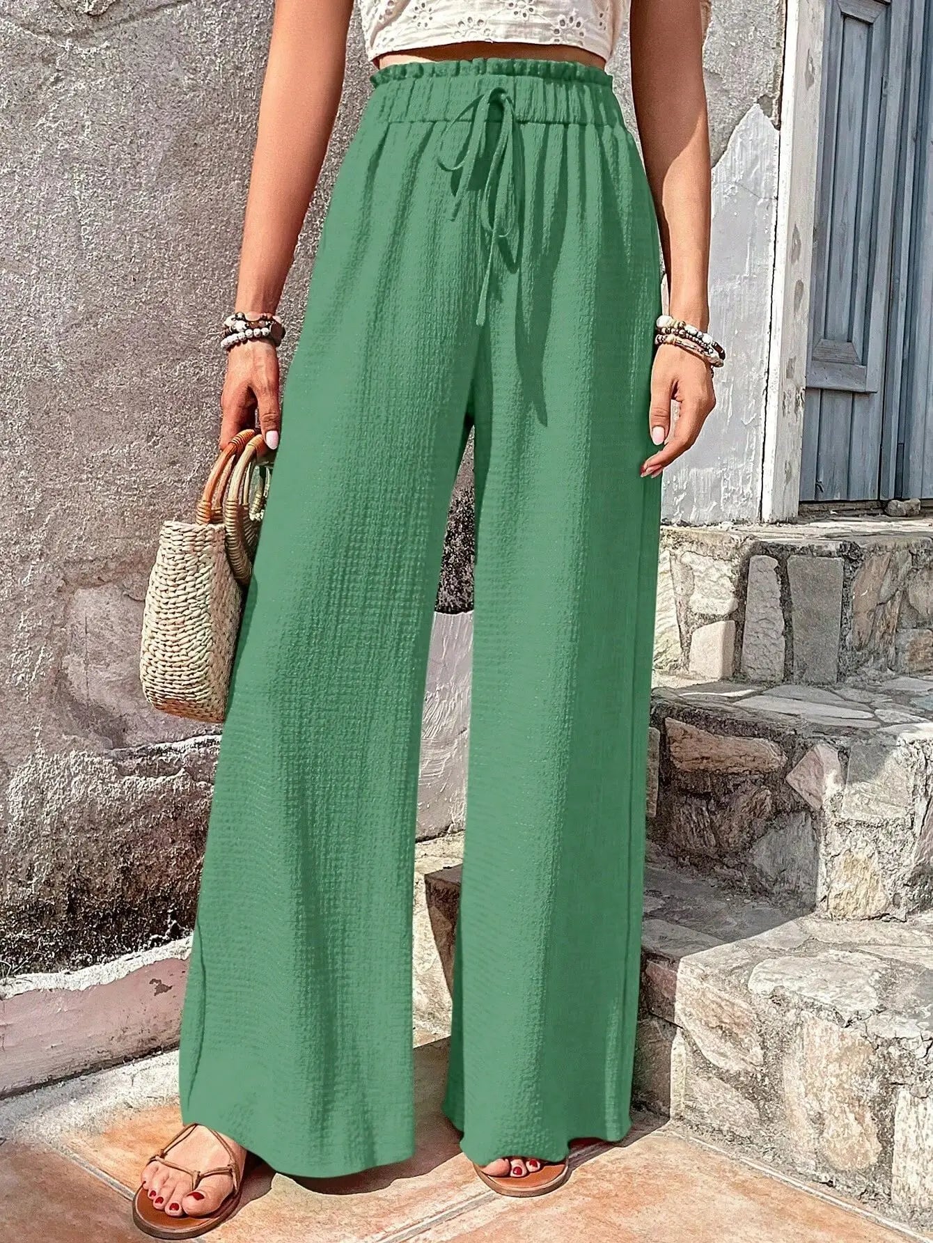 Women's Casual Solid Wide Leg Pants Spring Autumn Fashion Pants High Waist Female Loose All-match Straight Trousers Women 2024