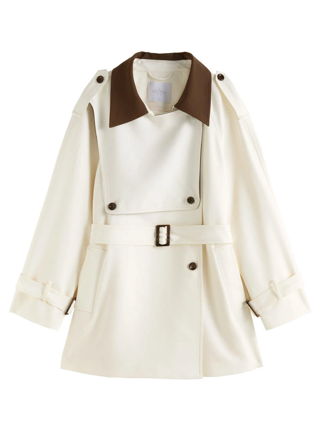 Elegant Black White Contrasting Trench Coat