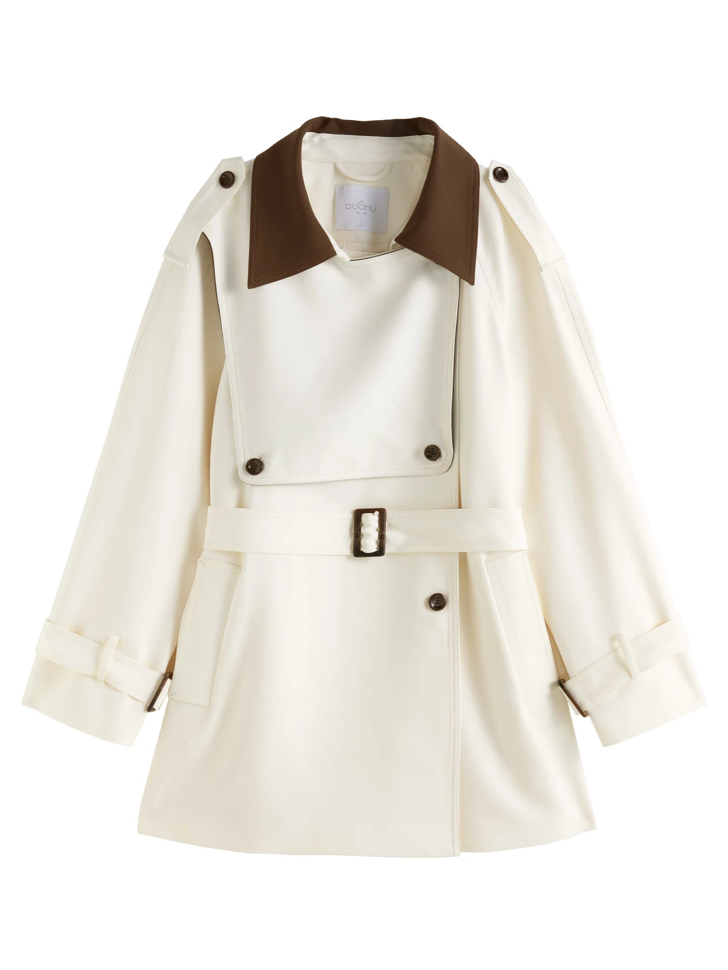 Elegant Black White Contrasting Trench Coat