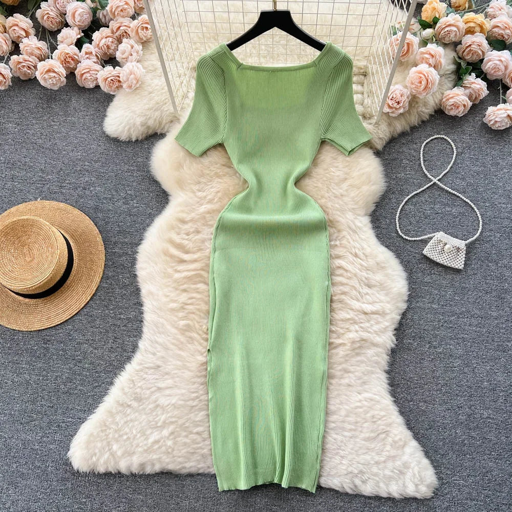 Summer Knit Short Sleeve Dress