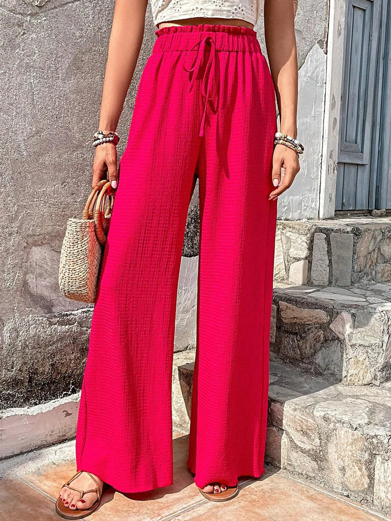Women's Casual Solid Wide Leg Pants Spring Autumn Fashion Pants High Waist Female Loose All-match Straight Trousers Women 2024