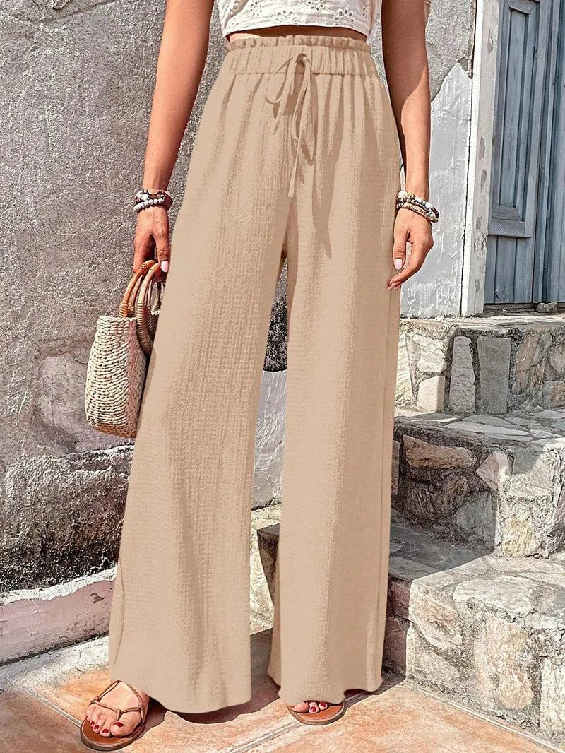 Women's Casual Solid Wide Leg Pants Spring Autumn Fashion Pants High Waist Female Loose All-match Straight Trousers Women 2024