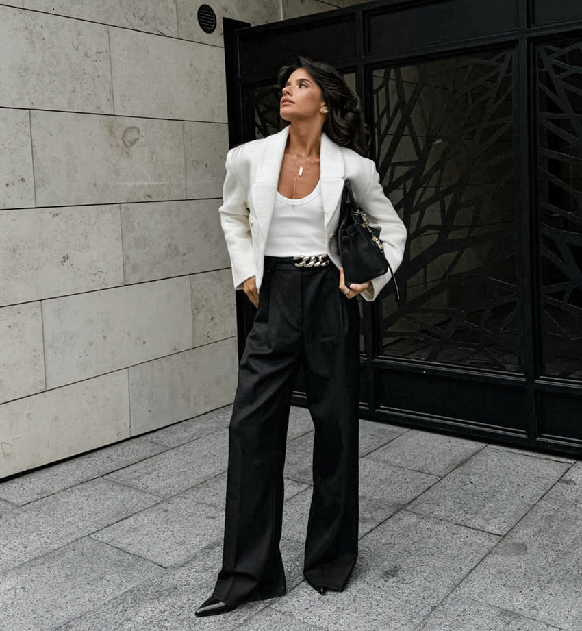 White Short Top Women's High-end Suit Jacket
