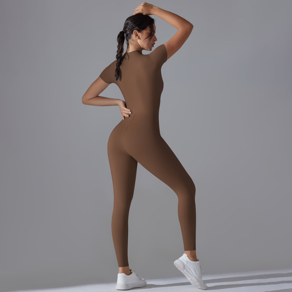 Women's Zipper Short Sleeve Yoga Bodysuit